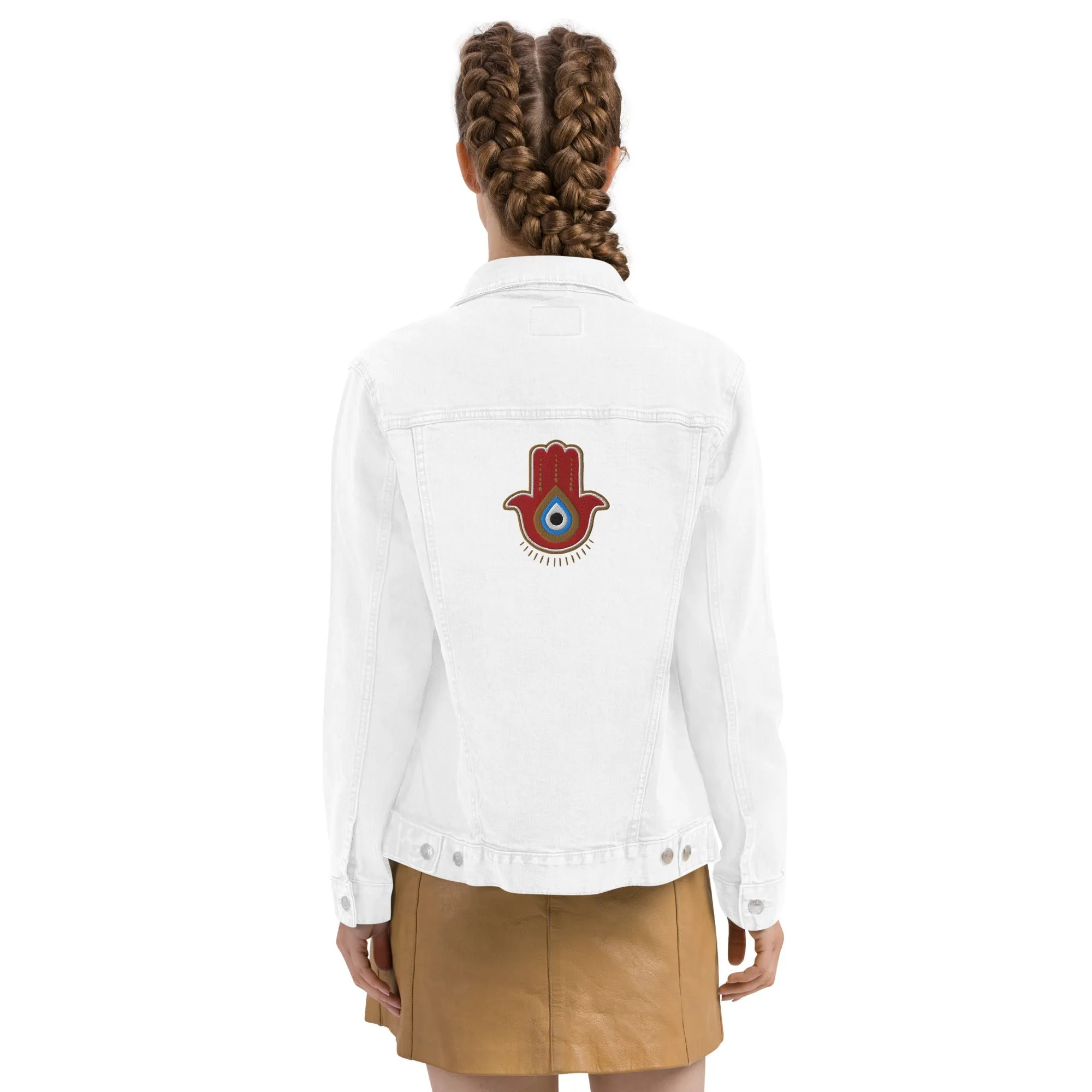 Red Hamsa Denim Jacket