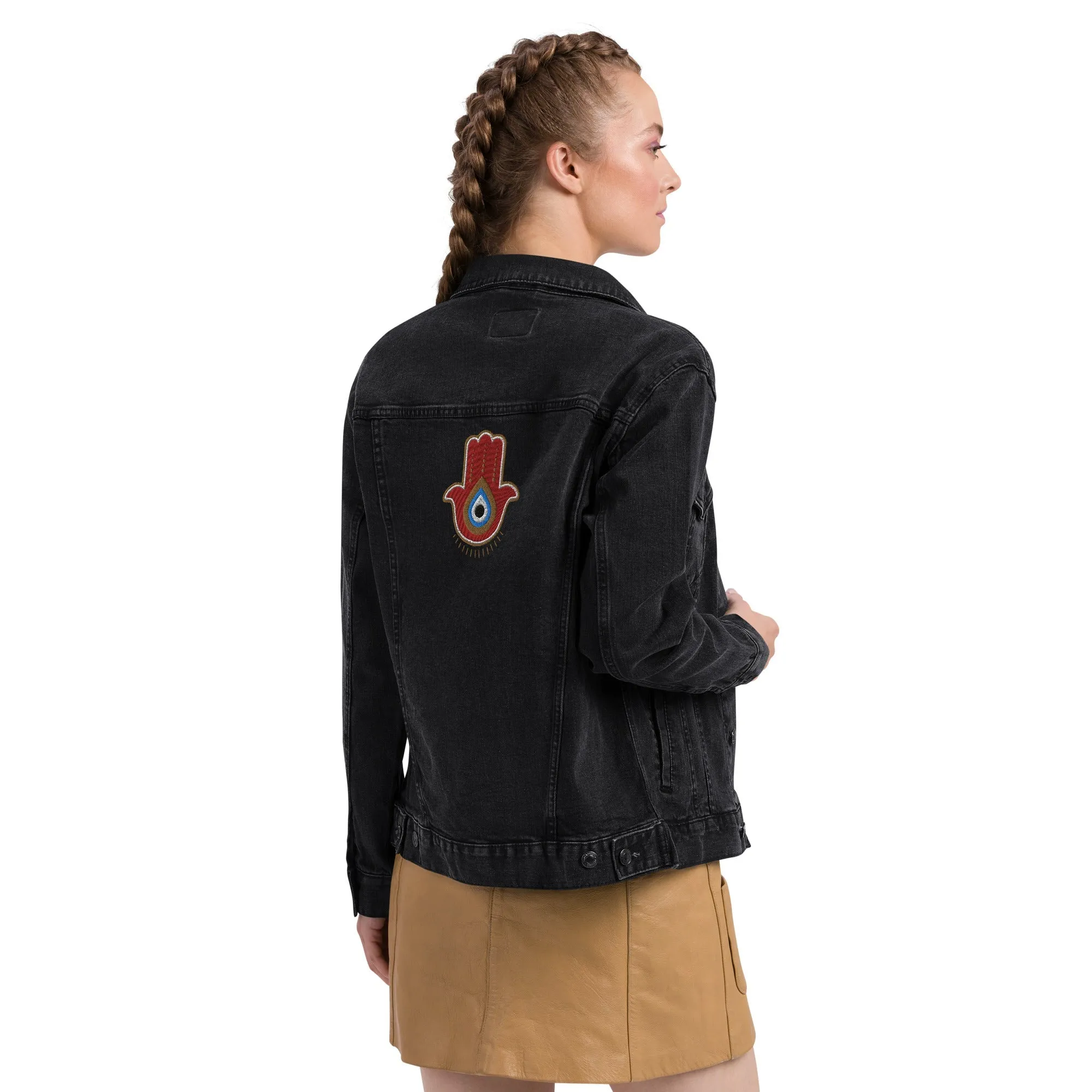 Red Hamsa Denim Jacket