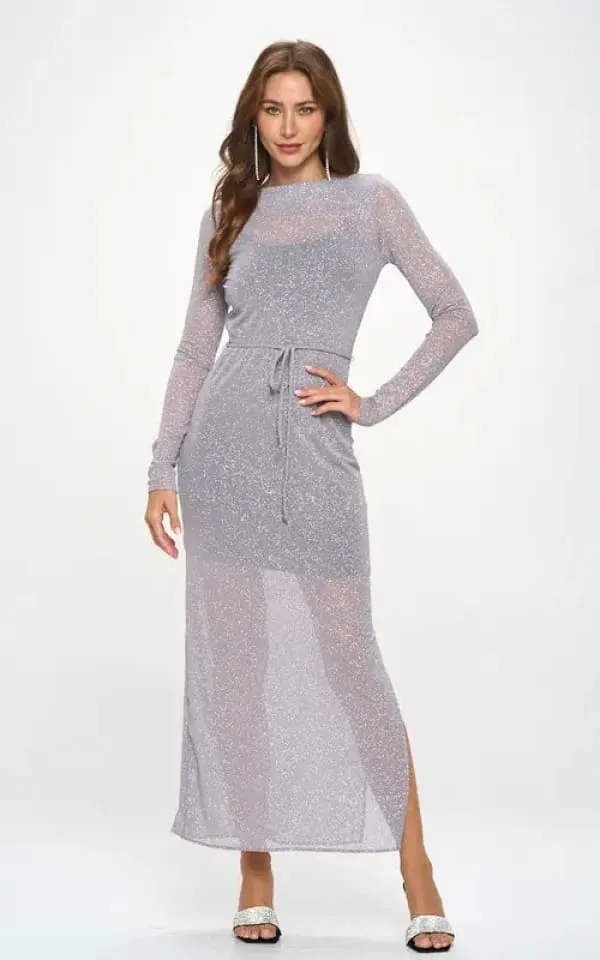 Renee C - Mesh Glitter Dress with Lining
