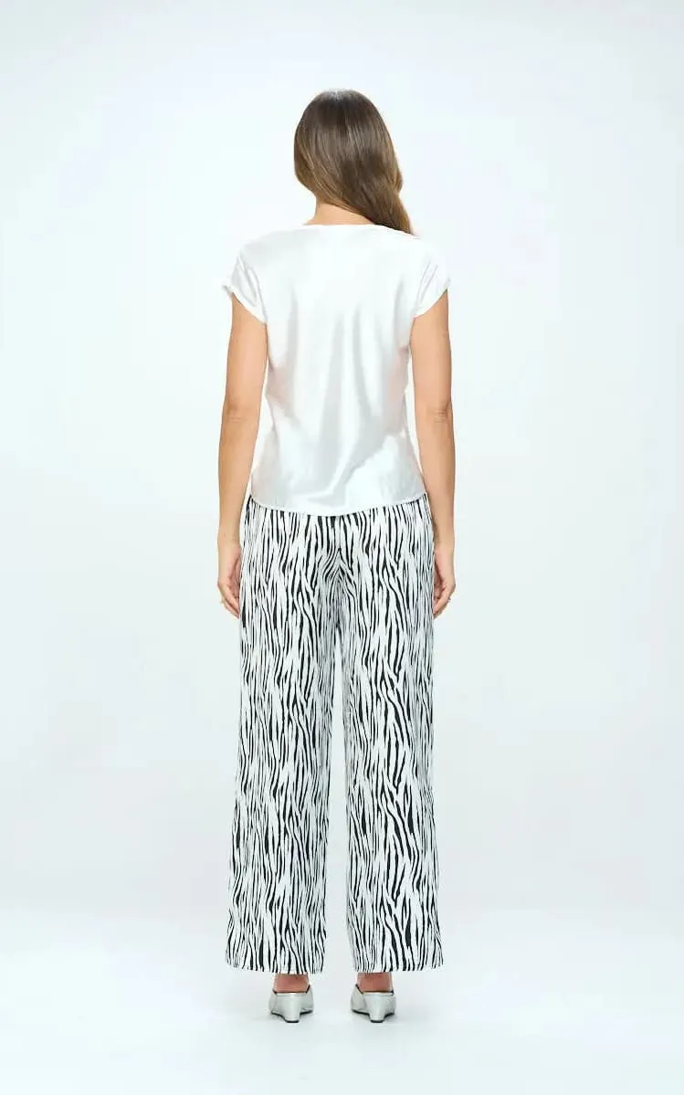Renee C - Satin Cap Sleeve Cowl Neck Blouse