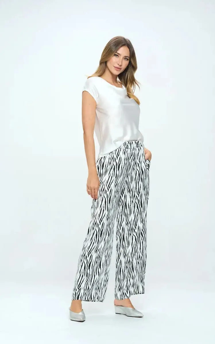 Renee C - Satin Cap Sleeve Cowl Neck Blouse