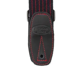 Reunion Blues Merino Wool Guitar Strap, Black w/Red Pinstripe