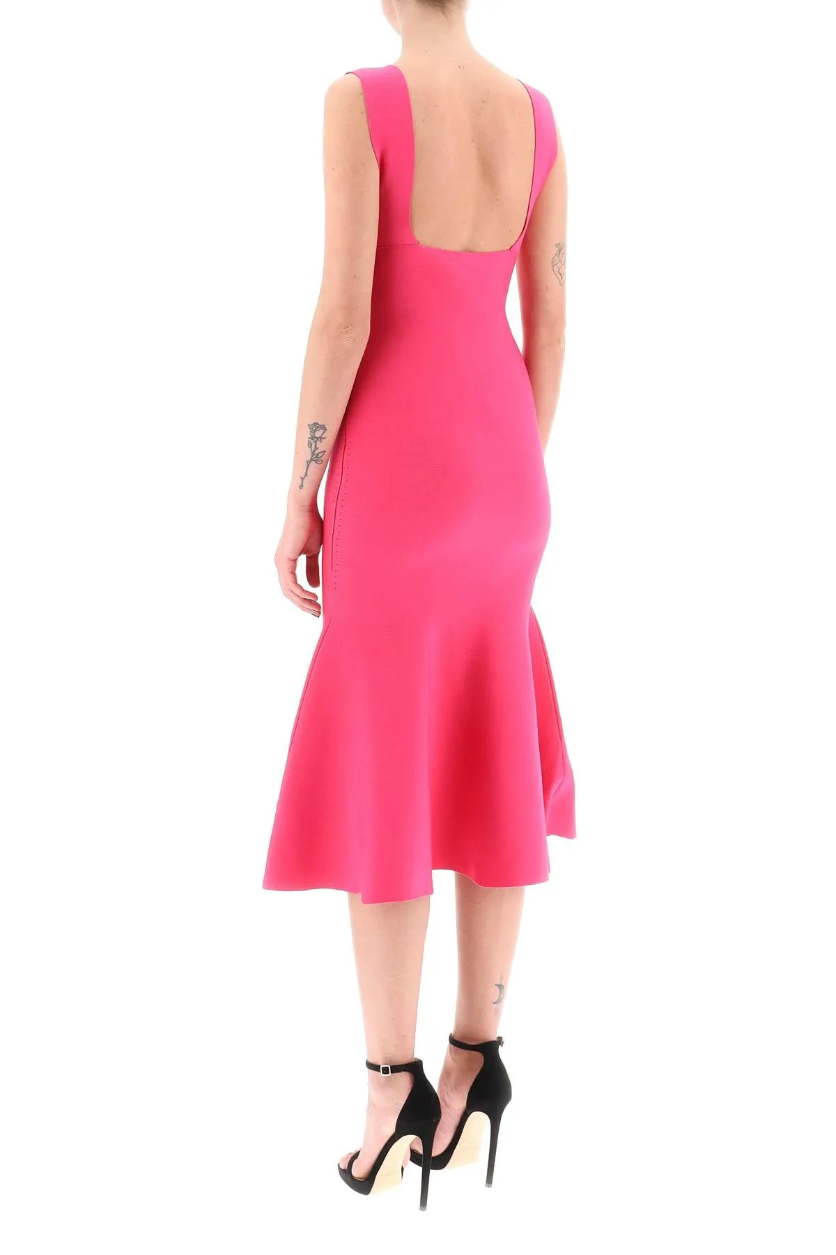 Roland mouret fluted hem midi dress