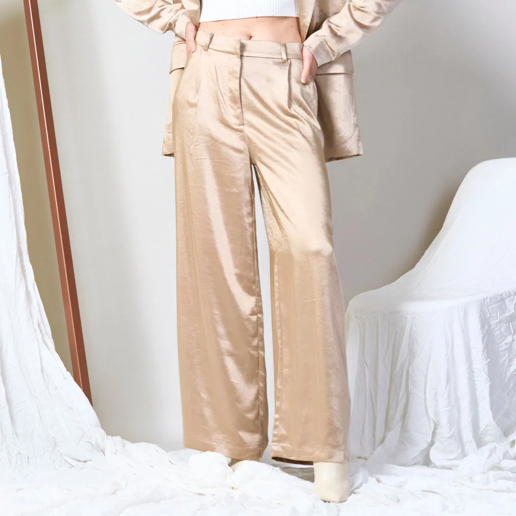 Satin wide leg trousers wholesale