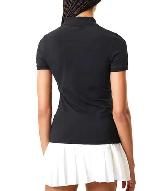 Slim Fit Stretch Cotton Jersey Polo Shirt Black