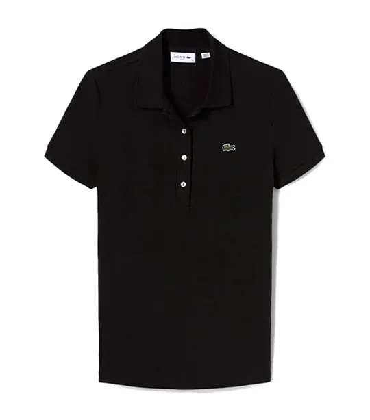 Slim Fit Stretch Cotton Jersey Polo Shirt Black
