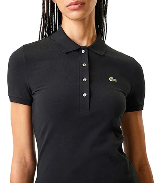 Slim Fit Stretch Cotton Jersey Polo Shirt Black