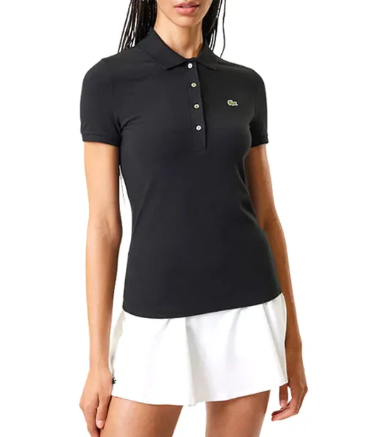 Slim Fit Stretch Cotton Jersey Polo Shirt Black