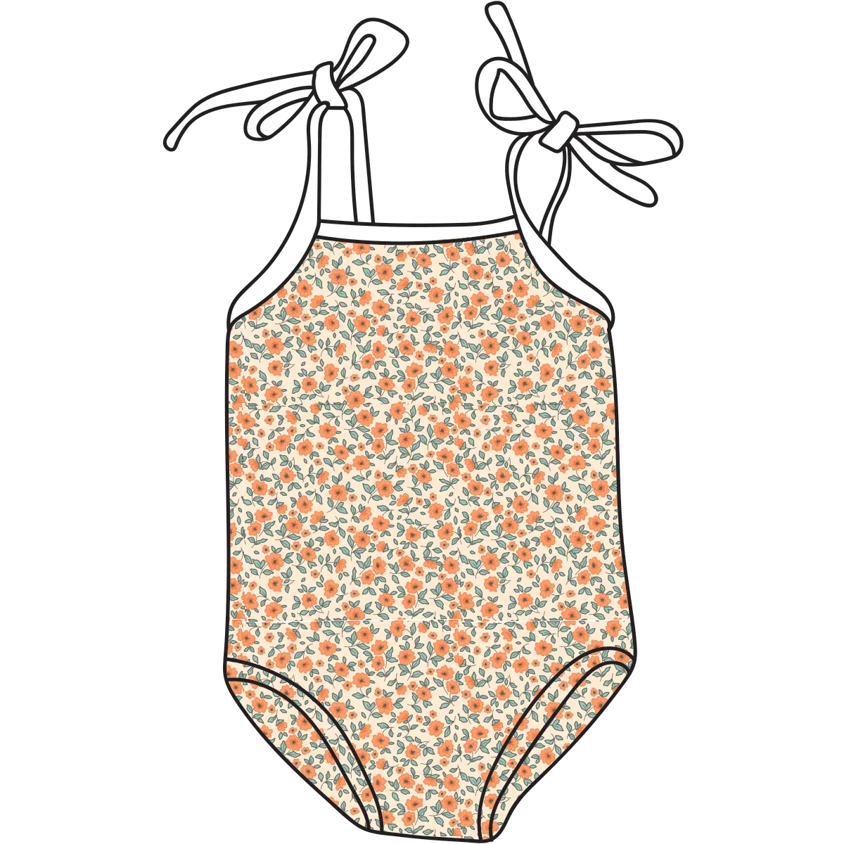 Tie Strap One-Piece Swimsuit - Marigold