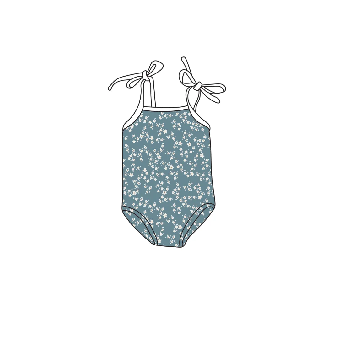 Tie Strap One-Piece Swimsuit - Starfish Flower