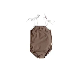 Tie-Strap One-Piece Swimsuit - Wood