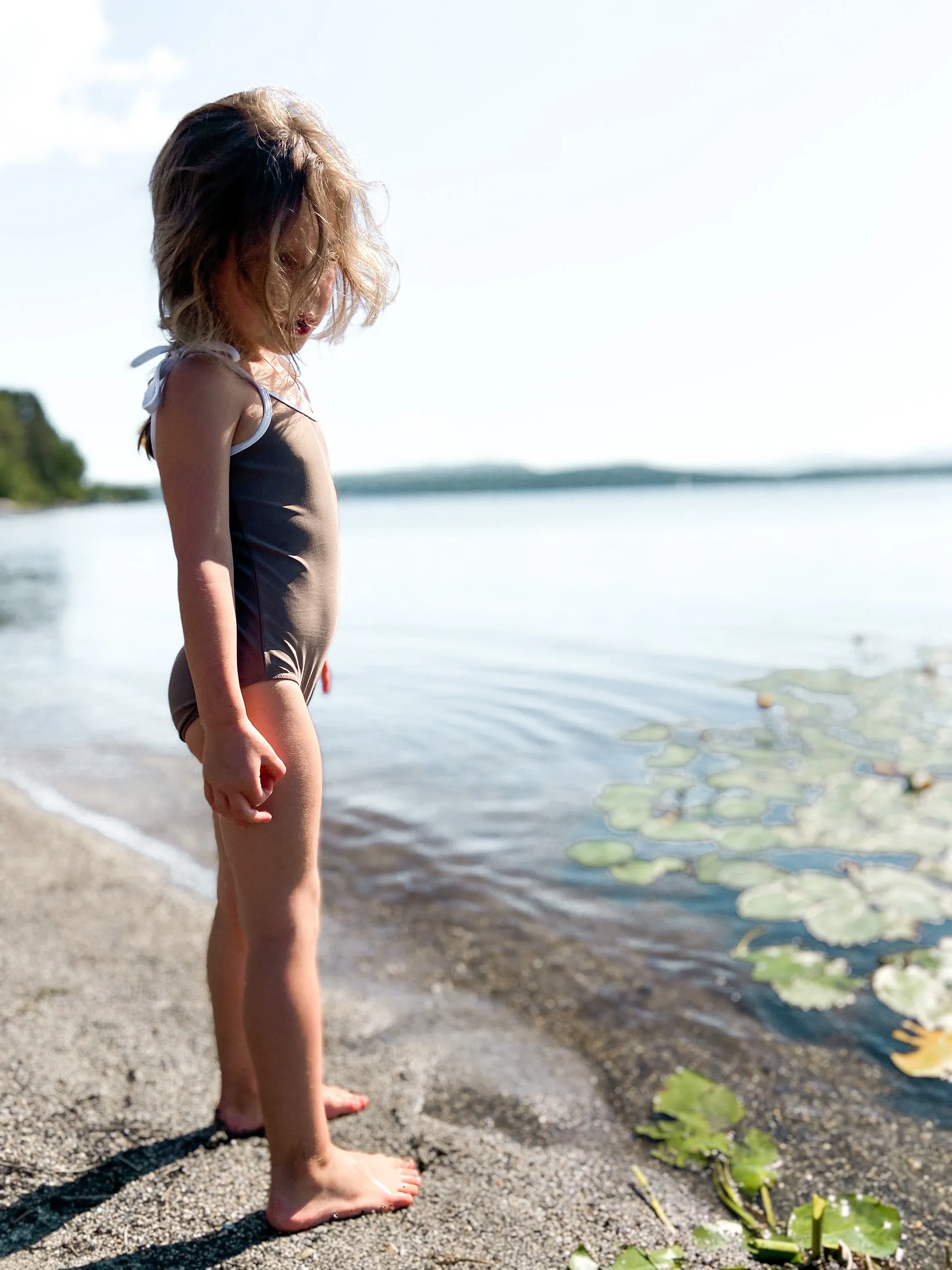 Tie-Strap One-Piece Swimsuit - Wood