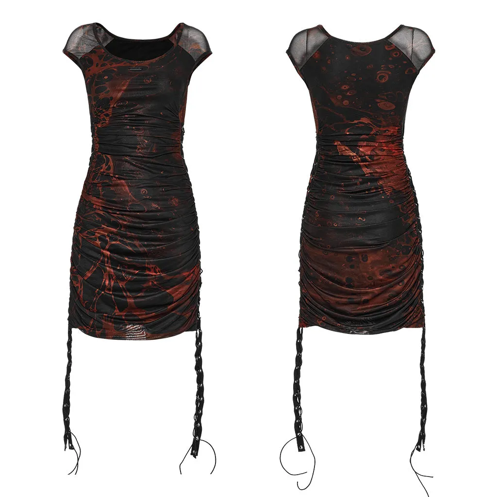 Two-piece wormhole print gauze dress OPQ-1403LQF