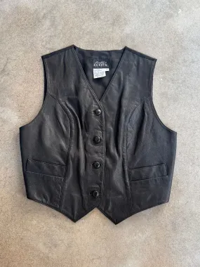 Vintage Boutique Europa Black Leather Vest (L)