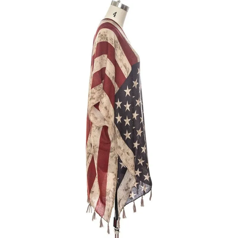 Vintage US Flag Shaped Shawl