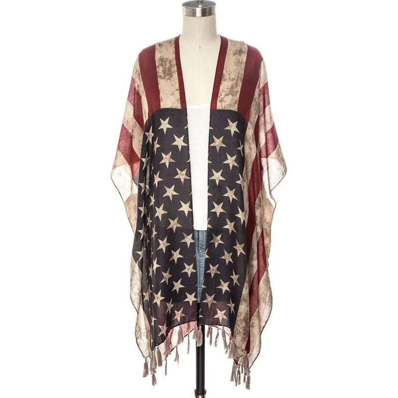 Vintage US Flag Shaped Shawl