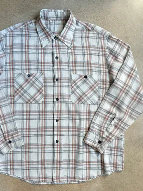 Vintage White Plaid Lightweight Buttoned Shirt (XXL)
