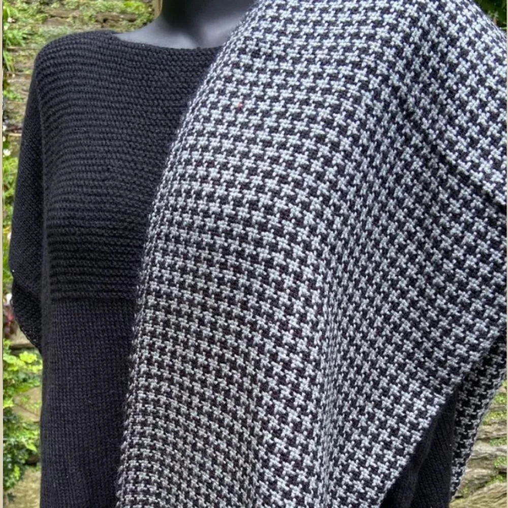 Woollen Shawl With Fringes | Grey | Loom Knit | Black Check | Women Winter Wear