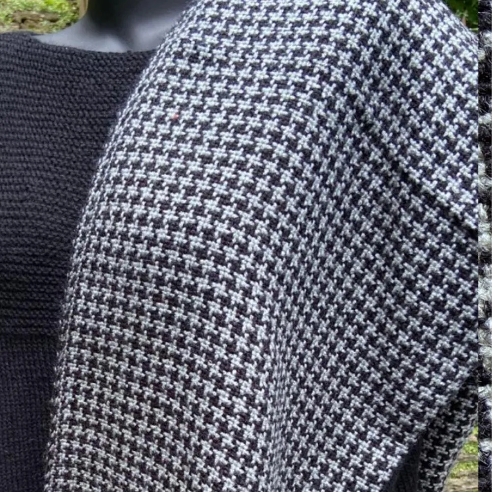 Woollen Shawl With Fringes | Grey | Loom Knit | Black Check | Women Winter Wear