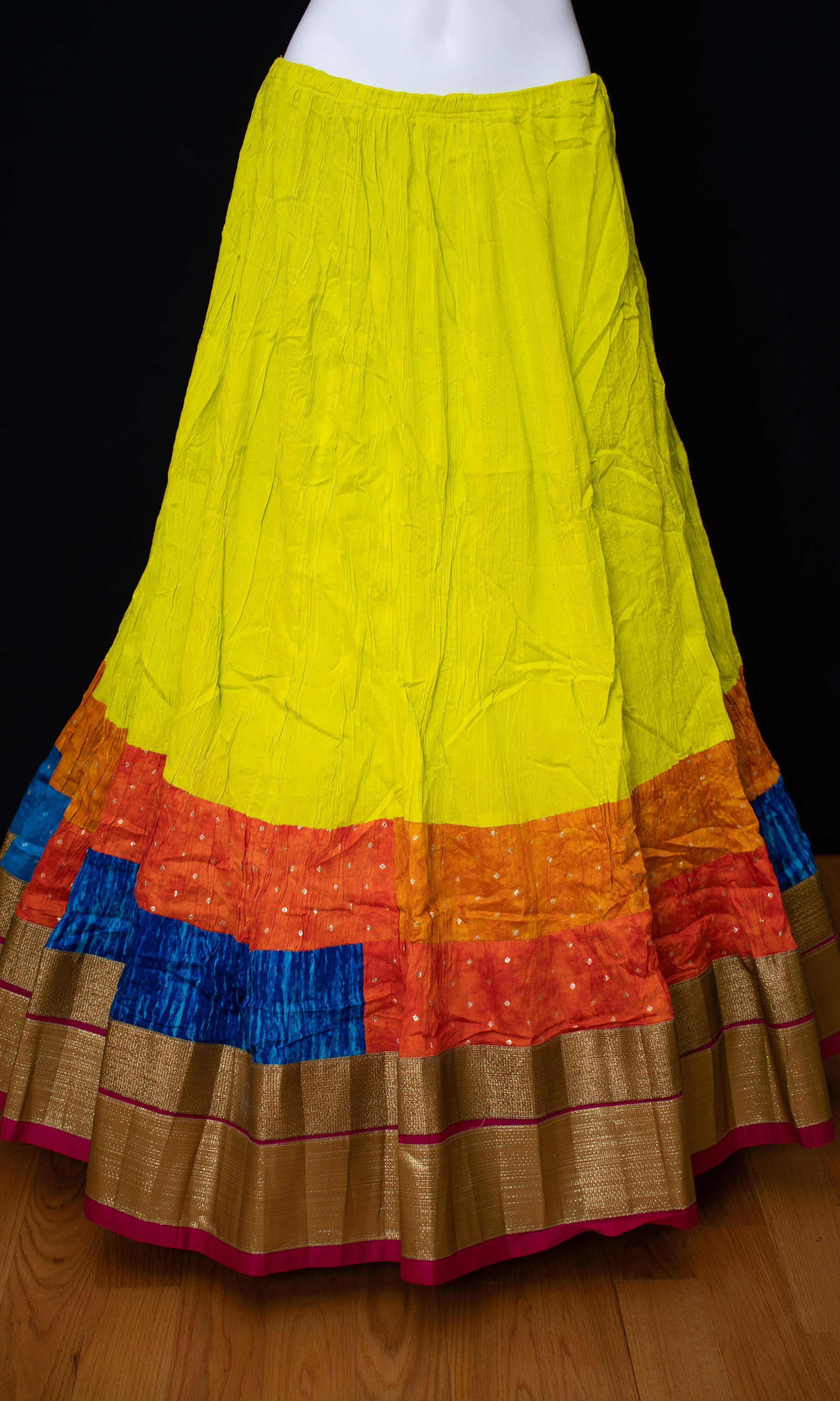 Yellow Printed Hem Skirt