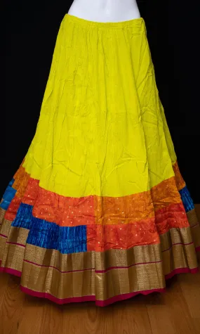 Yellow Printed Hem Skirt