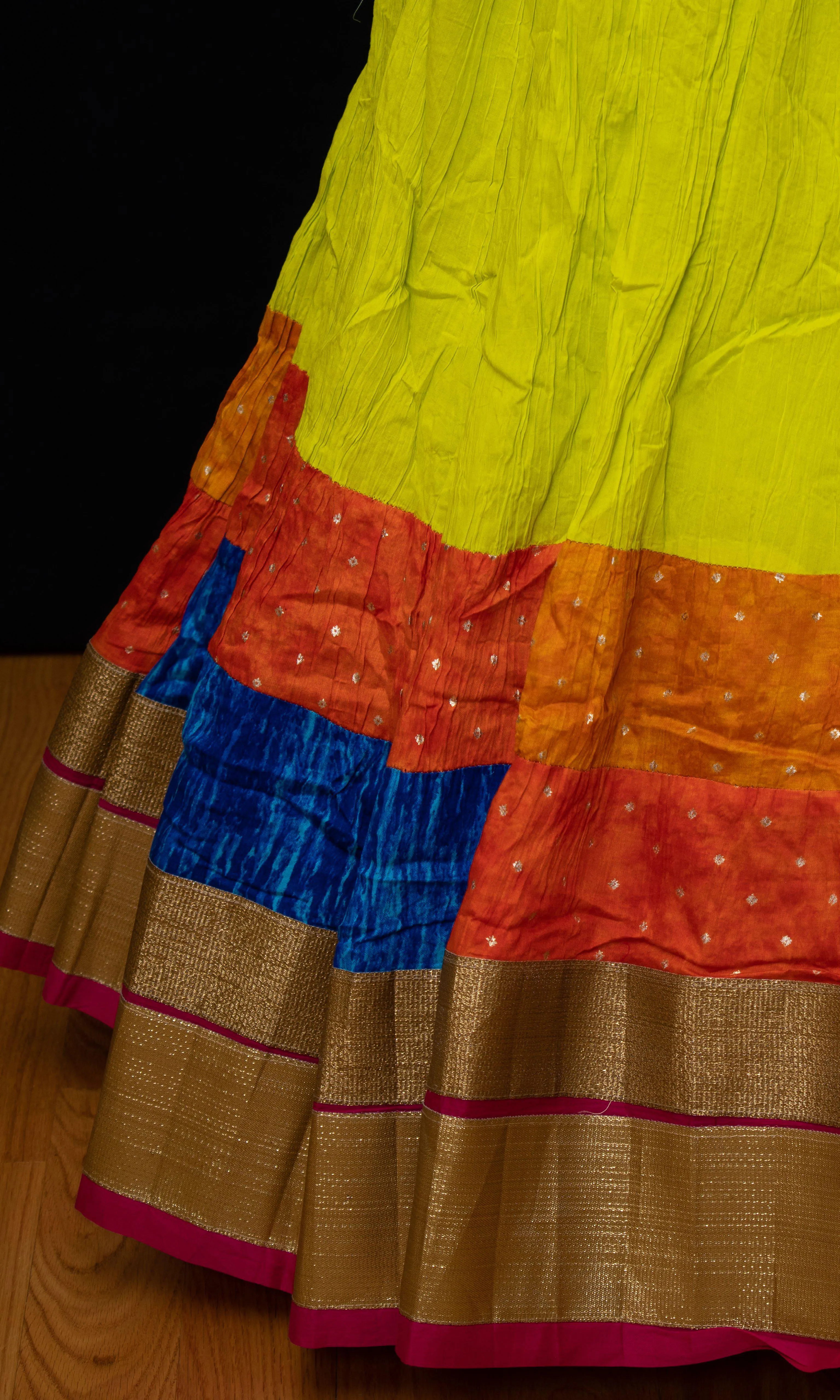 Yellow Printed Hem Skirt