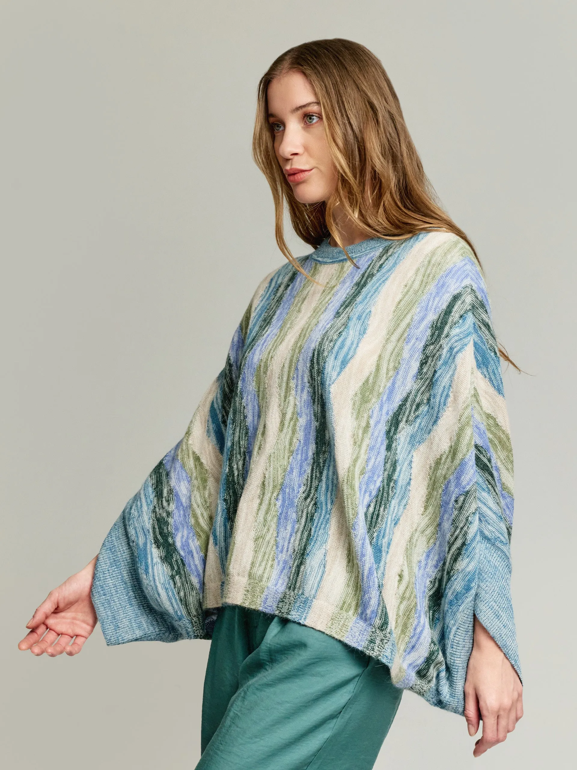 Yola Poncho Baby Alpaca Color Light Blue